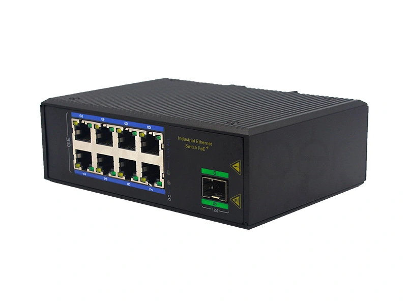 Customized 8 Ports RJ45+ 1 Optical Port Gigabit Unmanaged Industrial PoE Ethernet Switch din rail mount