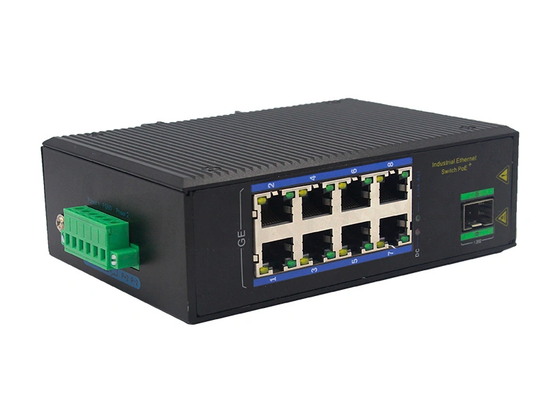 Customized 8 Ports RJ45+ 1 Optical Port Gigabit Unmanaged Industrial PoE Ethernet Switch din rail mount