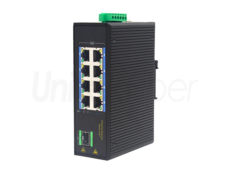 Customized 8 Ports RJ45+ 1 Optical Port Gigabit Unmanaged Industrial PoE Ethernet Switch din rail mount