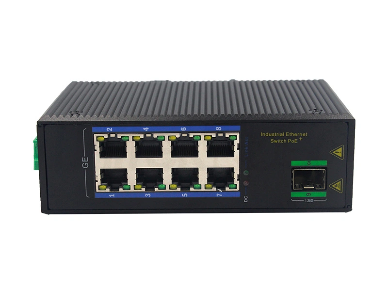 Customized 8 Ports RJ45+ 1 Optical Port Gigabit Unmanaged Industrial PoE Ethernet Switch din rail mount