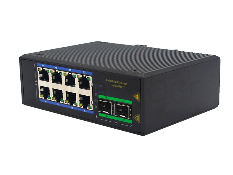 Unmanaged 100M 8 Electrical Ports 0/100/1000M 2 SFP Ports Industrial Ethernet PoE Switch Manufactures