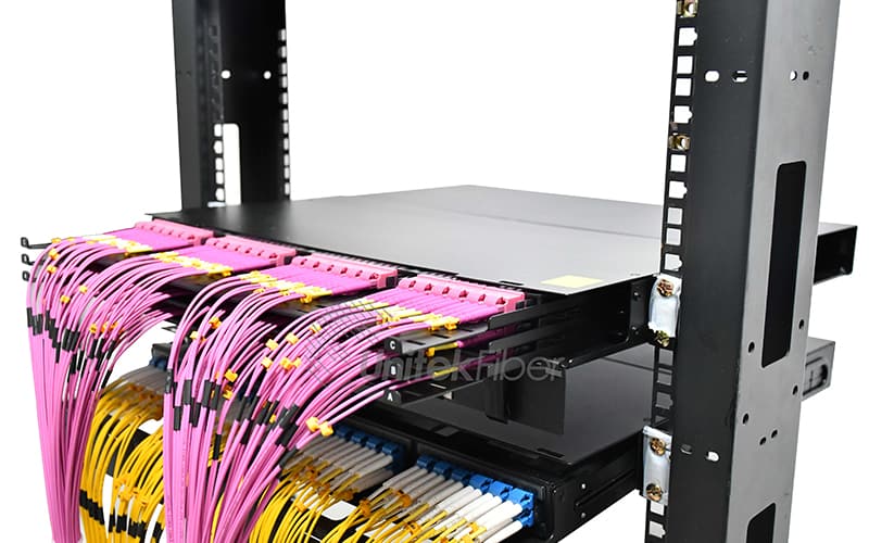 MTP MPO Fiber Patch Cord|MTP MPO-LC Fiber Patch Cable 12cores MM OM4 Customized Length LSZH