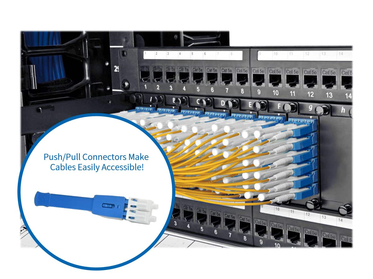 LC UPC to LC UPC Uniboot Pull-Push Duplex 9/125um Single Mode OFNP 5M Fiber Optic Patch Cable