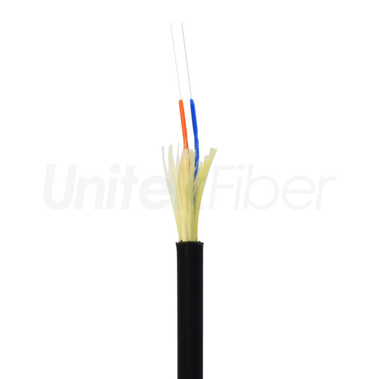 Indoor/Outdoor Tight Buffer Fiber Drop Cable 3.6mm SM G657 2 core Aramid Yarn Single Jacket PVC-OFNP