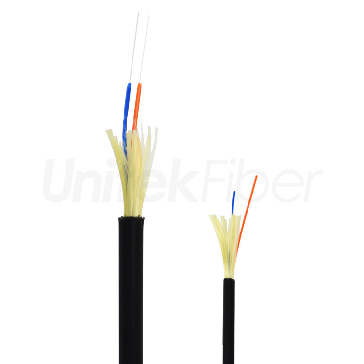 Indoor/Outdoor Tight Buffer Optic Fiber Drop Cable 4.5mm SM G657A1 2F Aramid Yarn Single Jacket LSZH-OFNR