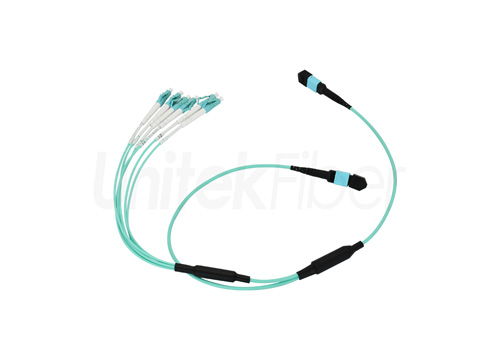 MTP MPO Fiber Cable|Multimode OM3 12F MPO to MPO+6LC Distribution Fiber Optic Jumper LSZH