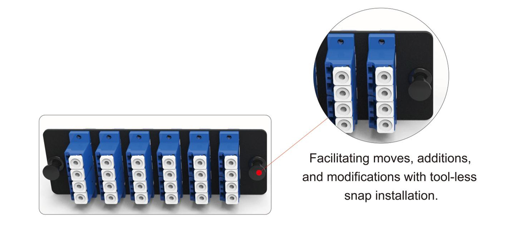 Effortless Fiber Optic Adapter Panel Installation with Push-Lock Rivets