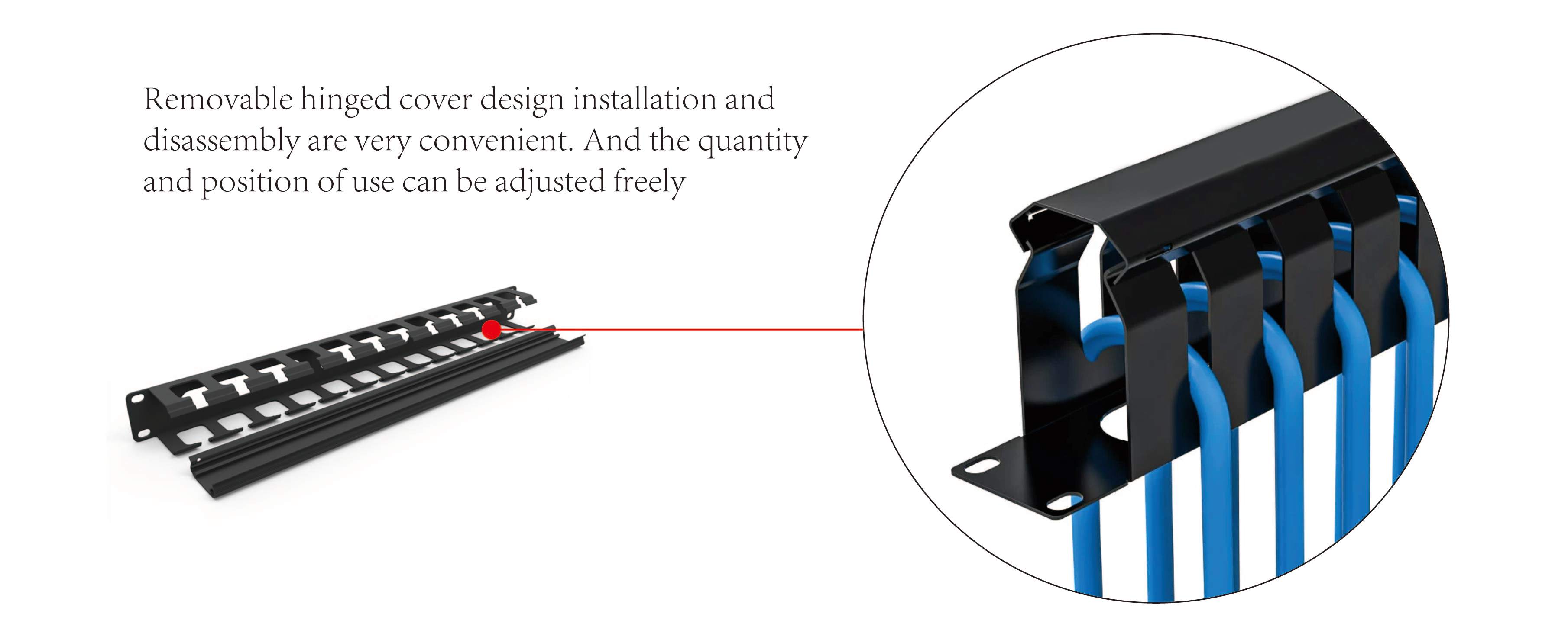 Fiber Optic Cable Manager|12 Slots 1U 19 Inch Horizontal Aluminum Single Sided Cable Managment Bar