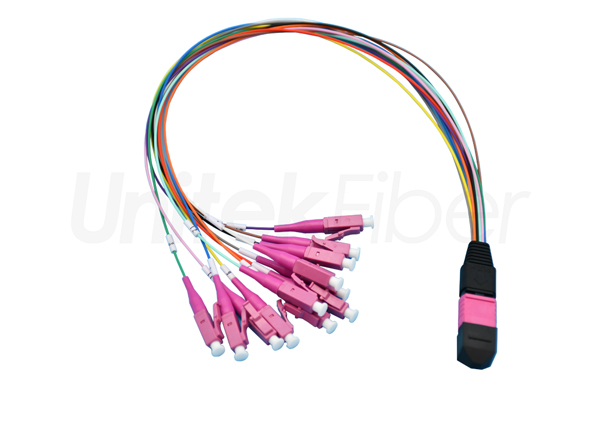 cable fan out mpo mtp lc fiber optic patch cord 12c mm om4 ofnr